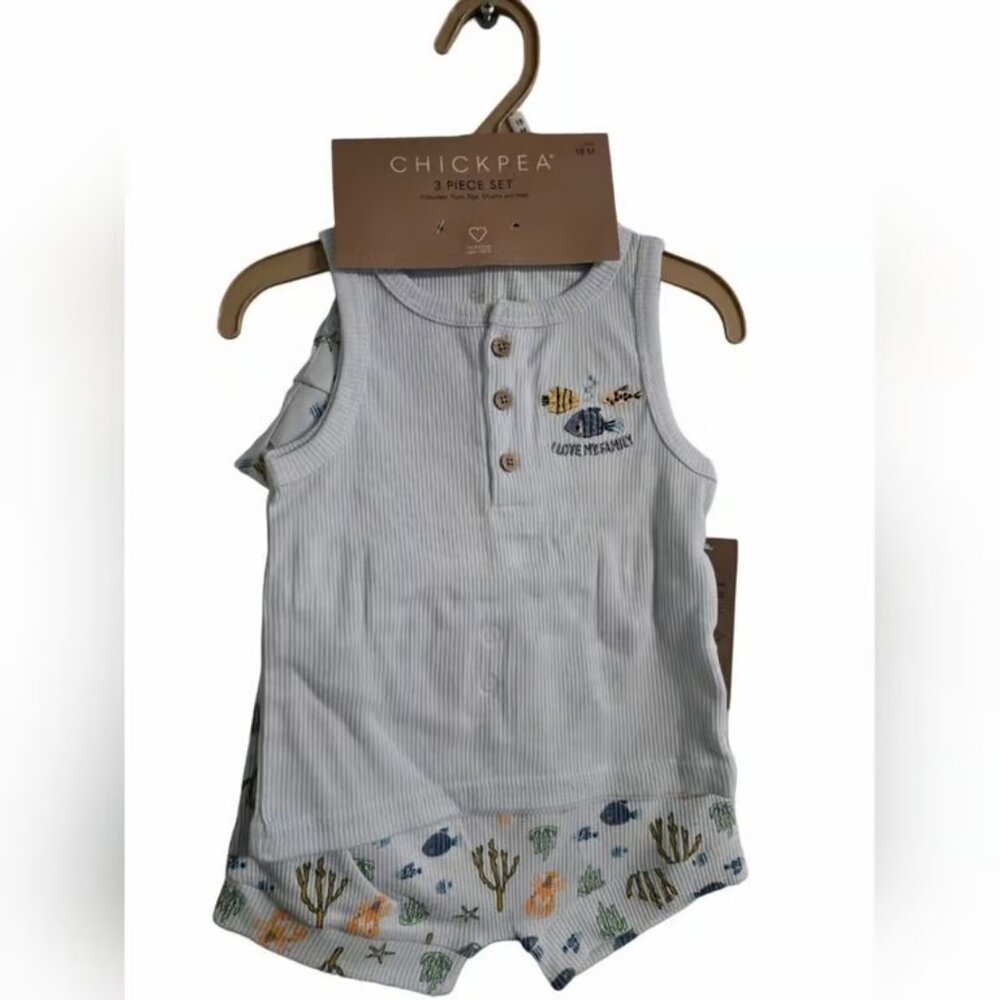 NWT Chick Pea 3-piece Baby Nautical outfit set